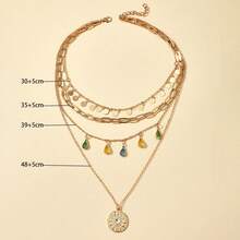 Gold Layered Necklaces For Women Chunky Choker Link Chain Retro Coin Pendant Necklace Handmade Dainty Layered Choker Necklaces Adjustable Layering Chain Gold Plated Necklaces Set For Women Girls Jewelry Birthday Gifts