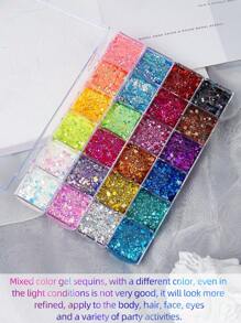 24 色全息化妆盘，全息身体闪光凝胶，节日生日派对持久闪亮亮片闪光眼影，适合头发、脸、锁骨、手臂、眼影和身体，持久防水美人鱼闪光派对节日，适合派对、聚会、节日和其他庆祝活动，闪光效果好，不同角度呈现不同颜色 - 24色全息系列 - 查看 4