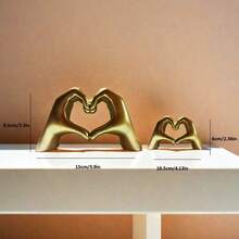 Decoración De Mesa Con Forma De Gesto De Mano, Artesanía De Resina Con Diseño De Corazón, Regalo Ideal Para Decoración Del Hogar Y Dormitorio, 1 pieza - Dorado - Ver 3