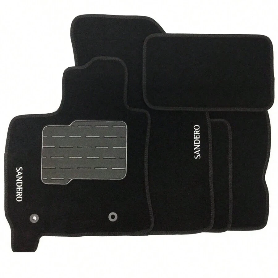 Tapete Carpete Compativel com Sandero 2007 2008 2009 2010 2011 2012 2013 - Preto - Visão 1