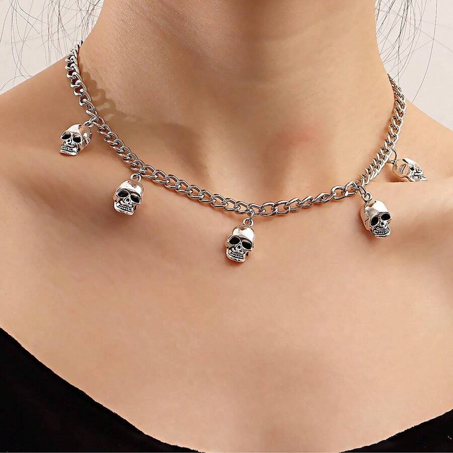 1 Miếng Tối giản Creative Của phụ nữ Rỗng Sọ Đầu Vòng cổ mặt dây chuyền , Qủa tặng & Phụ kiện Đối với Lễ hội - Bạc - Xem 1