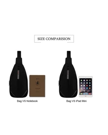 WATERFLY Crossbody Sling Bag Men Women Anti Theft Backpack For Traveling Chest Shoulder Bag - 黑色 - 查看 9