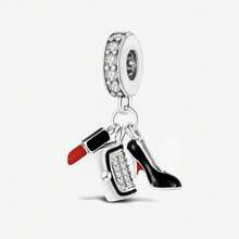 Charms De Zapato De Tacón Alto, Lápiz Labial Y Bolso Plateado Para Mujeres Adecuados Para Hacer Pulseras Y Collares De Bricolaje - Plateado - Ver 2
