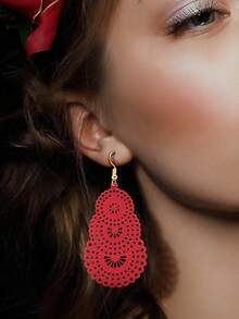 4對金屬多色吊墜耳環,適合作為女士生日禮物或派對配件 - 彩色 - 查看 4