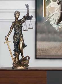 1 pieza Estatua de la Diosa de la Justicia para decoración del hogar, decoración de estantería de oficina, simboliza la ley y la justicia con la mejor balanza de equilibrio - Bronce - Ver 9