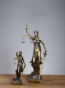 1 pieza Estatua de la Diosa de la Justicia para decoración del hogar, decoración de estantería de oficina, simboliza la ley y la justicia con la mejor balanza de equilibrio - Bronce - Ver 6