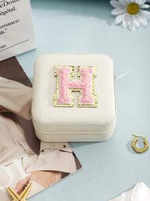 1個簡約風格信封圖案戒指、項鍊、耳環等珠寶收納盒 - 白色粉字母 - 查看 18