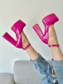 Plataformas Cerradas Tacon Ancho recubierto - Rosa Fucsia - Ver 6