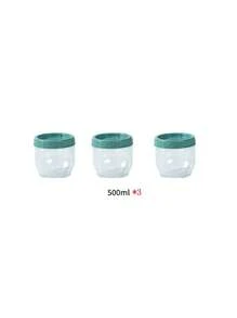 6pcs Stackable Food Sealing Container With Lid, Plastic Kitchen Grain Storage Box, Moisture-Proof Jar Available In Multiple Specifications - Green - View 1