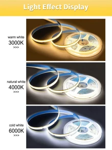 Acosh Neon USB LED Strip COB LED Light 320LEDs/M 5V Light Strip High-Density Flexible Ribbon Tape RA90 FCOB LED Strip Light Suitable For TV Backlight Bedroom Kitchen Decorative Lighting - Multicolor - View 7