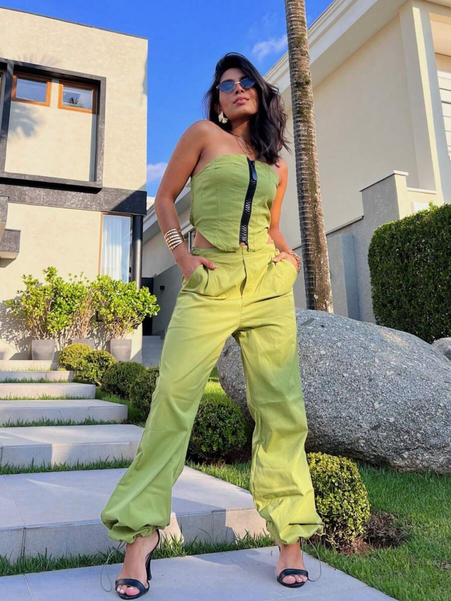 Women Two-Piece Outfits - xanh quân đội - Xem 1