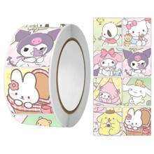 Sanrio 500Pcs/Roll Sticker Kawaii  Hello  Cartoon Kitty Cat Kids Reward Stickers Gift Decoration Decals Toys(Some Parts May Be Random)
