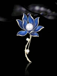 yijiangbeiting 1 Miếng Duyên dáng Hợp kim kẽm Đồ trang trí Ngọc Trai giả Pha lê Thiết kế cánh Trâm cài Đối với phụ nữ Để Trang Trí Hàng Ngày - trắng - Xem 14