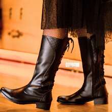 Women Knee-High Boots - 黑色 - 查看 1