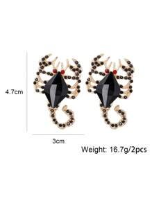 1 Pair Rhinestone Animal Earrings For Women, Quirky Rhinestone Scorpion Insect Earrings Jewelry - Black - View 5