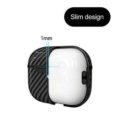 1个碳纤维材质苹果耳机保护套，兼容苹果第二代耳机充电盒