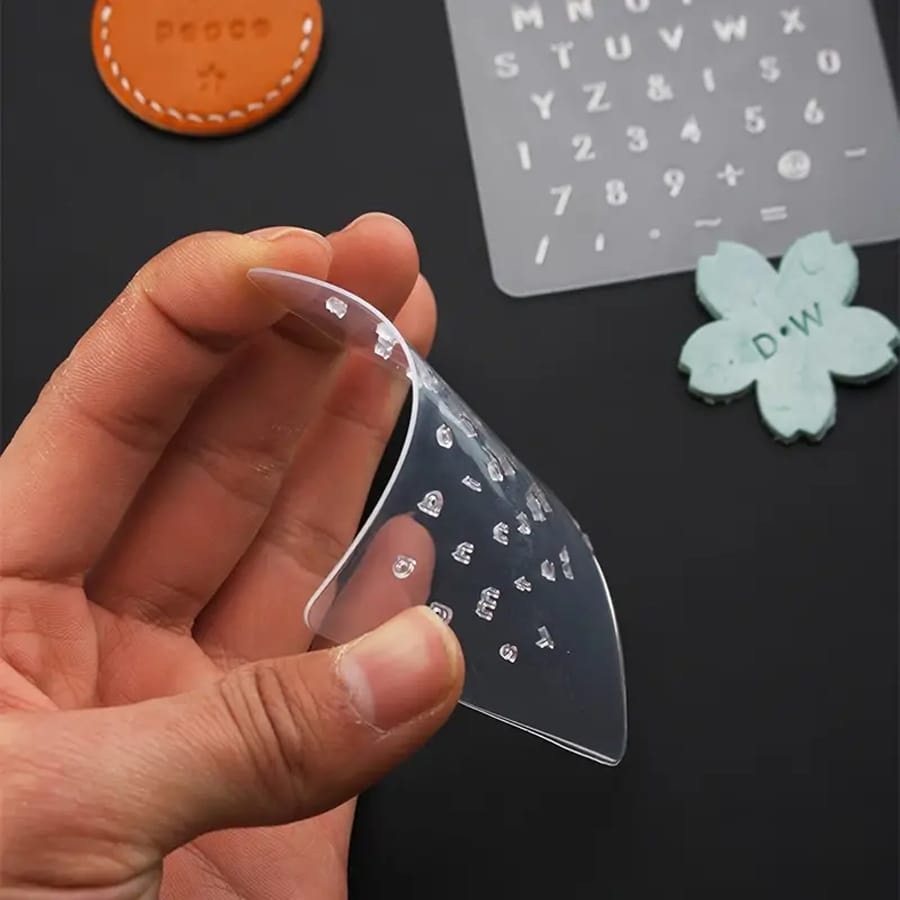 3pcs Handmade Leather Printing Plastic Transparent Letter Stamp