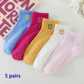 5 pares de calcetines de tubo para mujer de colores
