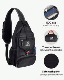 WATERFLY Packable Small Crossbody Sling Backpack Men Women Foldable Shoulder Chest Bag Daypack For Hiking Traveling