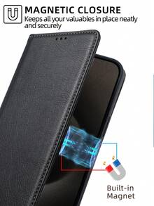 keyunfei 1 Miếng Đen Màu sắc Từ tính Ví Đứng , Chống sốc , Ví thẻ , chất liệu da PU Ốp lưng điện thoại Lật Tương thích với Redmi 8 - màu đen - Xem 7