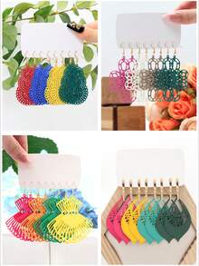 4對金屬多色吊墜耳環,適合作為女士生日禮物或派對配件 - 彩色 - 查看 12