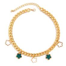 1 Miếng Tiếng Pháp Thanh lịch & Đúng mốt Năm Lá cây Cỏ ba lá Thiết kế Phong cách tối giản Dây chuyền , Lady Chuỗi Vòng cổ mặt dây chuyền Với vui tươi Màu ngọc lam & Mô hình hoa - dây chuyền cỏ ba lá - Xem 15