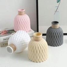 1 chiếc Bình hoa nhựa gợn sóng nước sáng tạo theo phong cách Bắc Âu, Bình hoa nhựa trang trí nhà cửa/văn phòng - Màu be - Xem 6