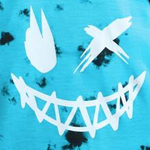 Young Boy Summer Set: Sleeveless Expression Printed Vest And Shorts