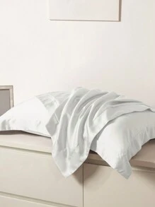 1pc Satin Solid Color Pillowcase, Bedroom Envelope Closure Soft Pillow Cover, Bedding