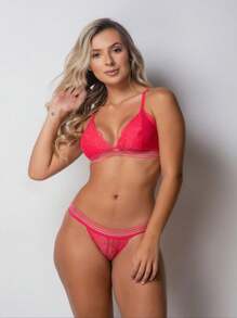 SEXY STRAPPY LACE SET WITHOUT BULGE - Hồng - Xem 1