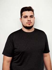 Men Plus Size T-Shirts - 黑色 - 查看 3