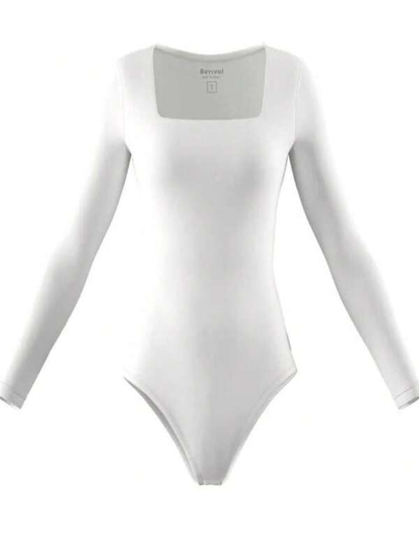 Blusa Body Decote Quadrado Feminino Manga Longa Casual Forro e Fecho Linha Super Premiun em Suplex