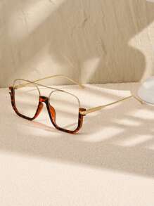 Personalized Oversized Square Frame Non-Prescription Glasses With Double Beam - Multicolor - View 1