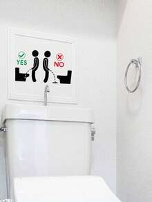 1pc Funny Bathroom Signs,Toilet Prohibit Logo,Waterproof Removable Toilet Seat Sign - Black - View 3