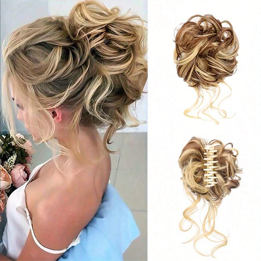 Lộn xộn tóc búi Kẹp vuốt Quăn Dợn sóng Tóc búi Tóc lên Nối tóc Dây buộc tóc ruột già Dài Râu Chignon Bánh bao Miếng tóc Đối với phụ nữ - Nhiều màu - Xem 1