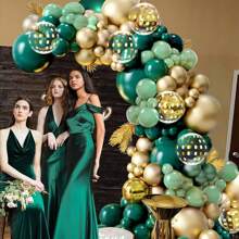 Bộ 50/136 vòng hoa vòm bóng bay màu xanh lá cây, bóng bay màu xanh ngọc lục bảo sẫm màu xanh lá cây xô thơm màu vàng kim loại cho tiệc sinh nhật Wild One Jungle, tiệc mừng em bé, tiệc Woodland, ngày lễ Thánh Patrick, Giáng sinh - Nhiều màu - Xem 5