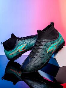 男/女/青少年足球鞋,fg/ag高筒尖頭足球鞋,適用於專業訓練/室內/室外遊戲/運動鞋 - 黑色 - 查看 6