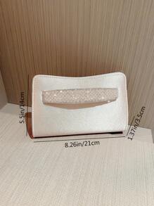 Exquisites Satin Mode Abendtasche für Damen, Tanz Abendtasche, Romantische Tasche, Braut Tasche, Crossbody Kette Tasche, Tready Braut Tasche, perfekt für Party, Hochzeit, Abschlussball, Dinner/Bankett, passend zu Brautkleidern, formellen Kleidern, Abschlussballkleidern, Geburtstagskleidern, Partykleidern. - Aprikosenfarben - Übersicht 6