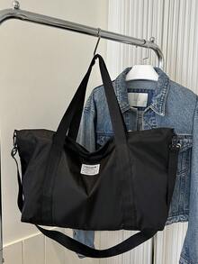 大容量經典風格旅行袋行李箱,適合旅行 - 黑色 - 查看 5