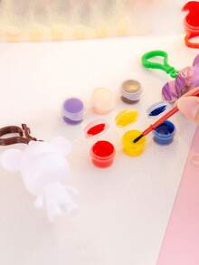 1 Pieza Conjunto De Dibujo De Llavero De Oso De Peluche Fluido, Paquete De Material Hecho A Mano Creativo Diy, Regalo En Caja De Llavero, Conjunto De Material Diy Para La Pintada De Oso De Peluche Fluido - Blanco - Ver 6