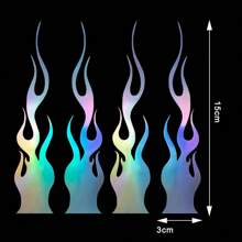 4pcs Flame Decal Stickers For Car Rearview Mirror, Bumper, And Body - Multicolor - View 3