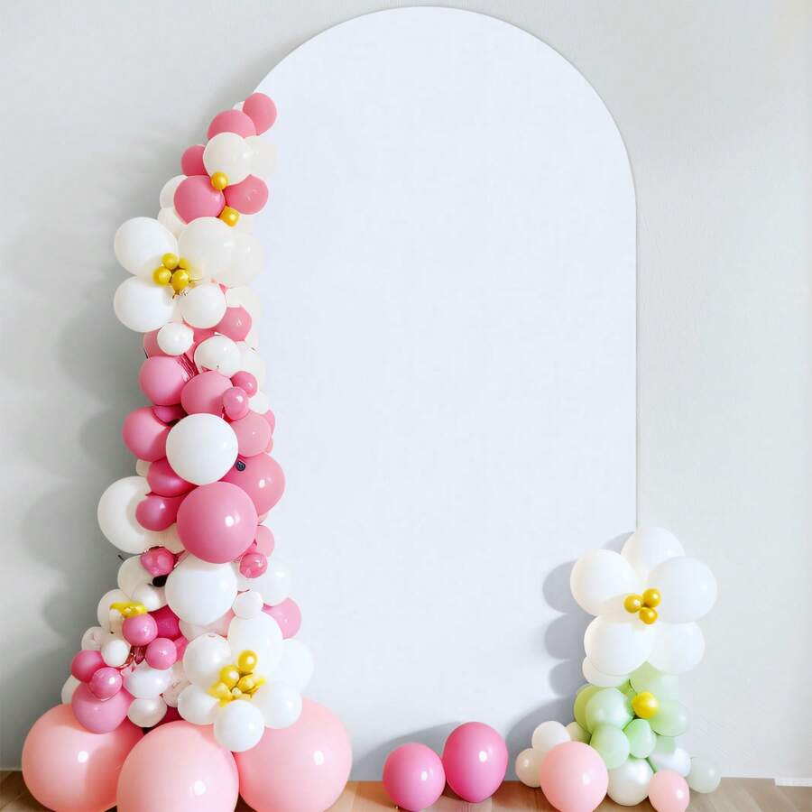 1pc Wedding Arch Decoration White Background Cloth, 2.2m*1.2m Fit For Arch Back, Two Sided Semi Circle Top Backdrop Stand Cover
