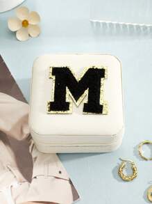 1入組極簡風格字母設計首飾盒,適用於戒指、項鍊、耳環等等 - 白色黑字母 - 查看 25