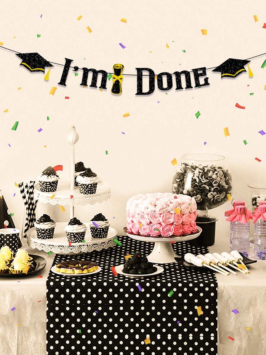 1pc I'm Done Graduation Banner,Graduation Party Decorations Congrats