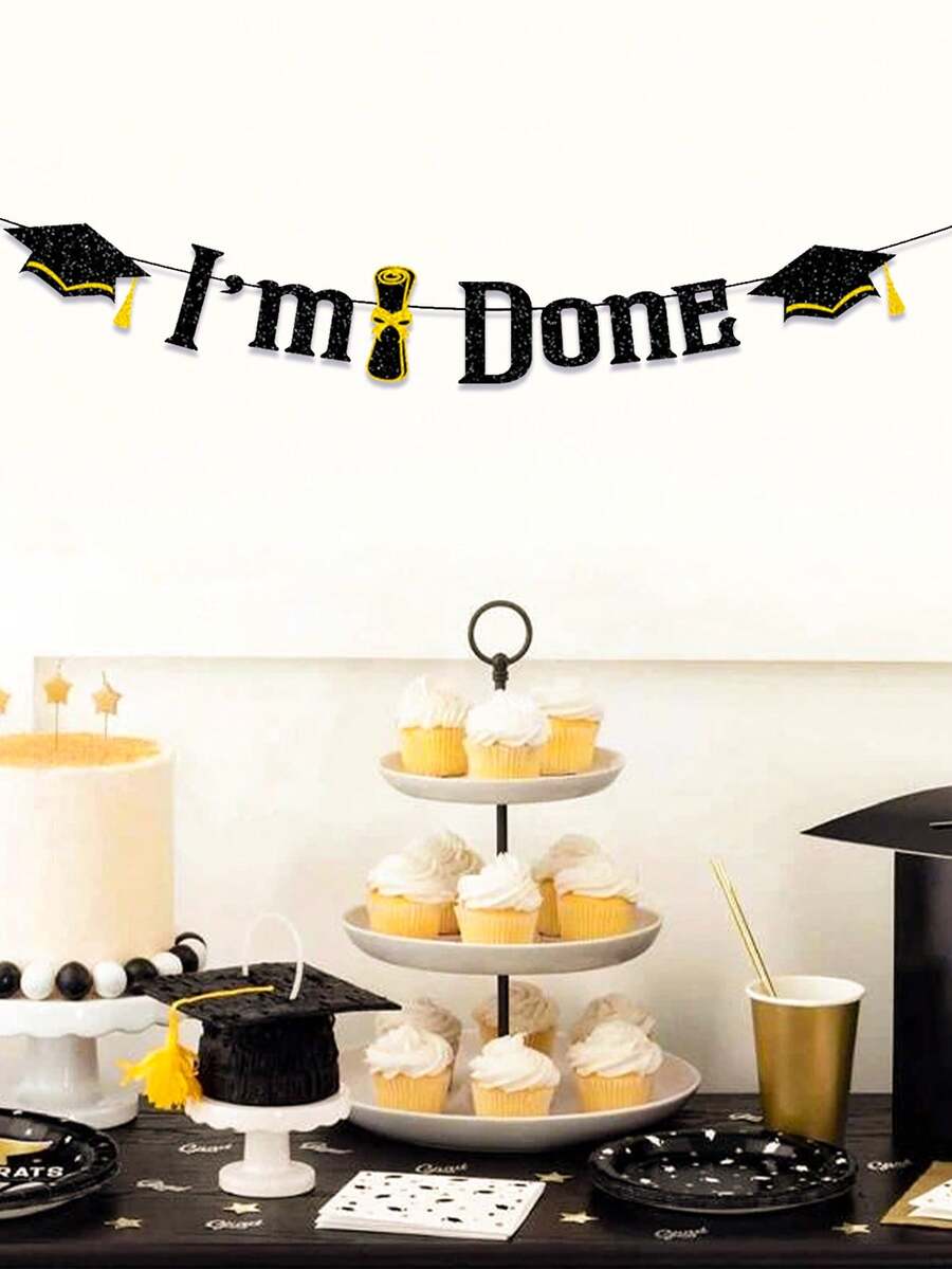 1pc I'm Done Graduation Banner,Graduation Party Decorations Congrats