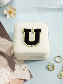 1入組極簡風格字母設計首飾盒,適用於戒指、項鍊、耳環等等 - 白色黑字母 - 查看 20