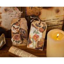 30入組復古手帳材料套裝,包括特殊設計紙張、背景紙、貼紙套裝,網美風格 - 棕色 - 查看 6