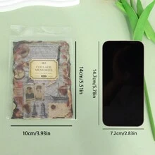 30入組復古手帳材料套裝,包括特殊設計紙張、背景紙、貼紙套裝,網美風格 - 棕色 - 查看 9