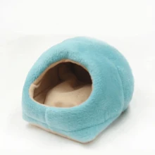 1 pièce Cage de litière pour hamster, maison d'hiver en velours de corail chaude, nid pour petits animaux, sac de couchage pour rongeur, lit douillet en polaire pour cochon d'inde, nid douillet pour petits animaux, couleur d'expédition aléatoire