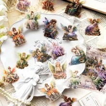 YANJI 1 gói/30 cái Đẹp Nàng tiên Chủ đề Hình dán , Retro & Creative Thẩm mỹ Giấy dán , Trang trí DIY Cắt dán Chất liệu Đối với Thủ công Thủ công mỹ nghệ , Cá nhân hóa Sổ lưu niệm Văn phòng phẩm trường học Quân nhu - Xanh và trắng - Xem 2